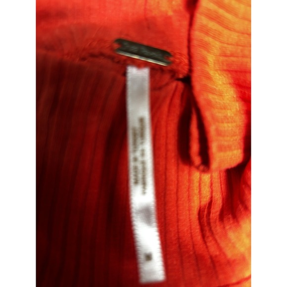 Free People‎ Lala Crop Sweater M Orange Ribbed Statement Sleeve - Picture 5 of 8